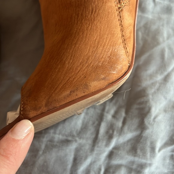 Aldo Suede Camel Peep-Toe Bootie, Size 7.5 - Picture 13 of 15